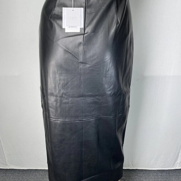 Cami NYC Lorena Vegan Faux Leather Midi Skirt - Picture 3 of 5